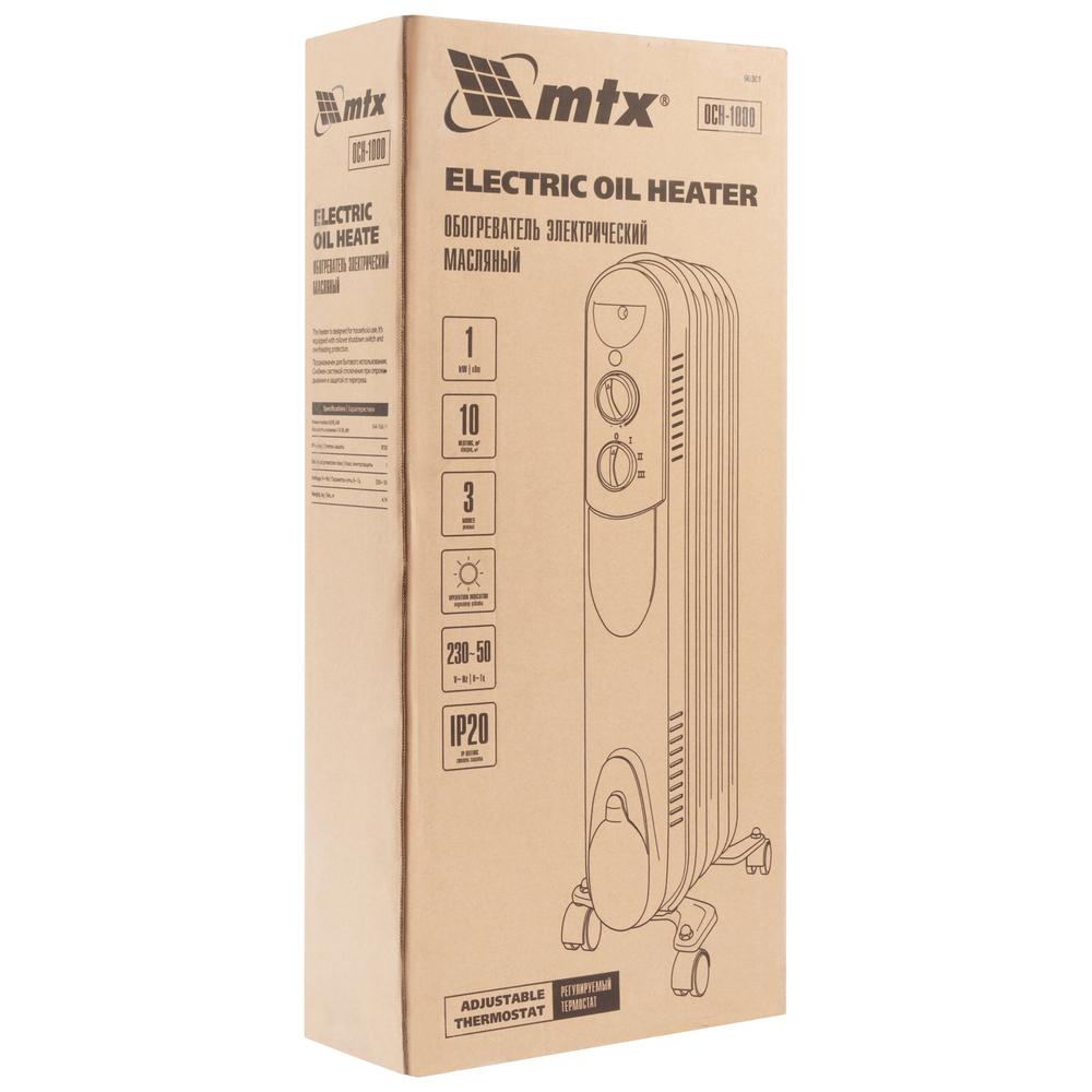 Масляный обогреватель MTX OCH-1000, 230 В, 1000 Вт MTX