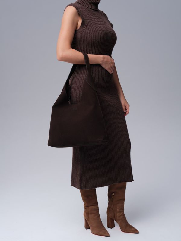 Замшевая сумка хобо Michele DBR 31156 черный каштан