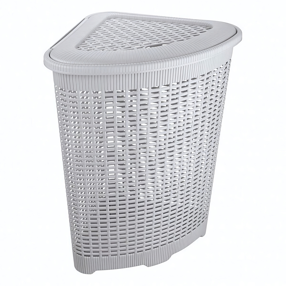 Корзина для белья угловая 50л 395х395х595 мм, (светло-серый)