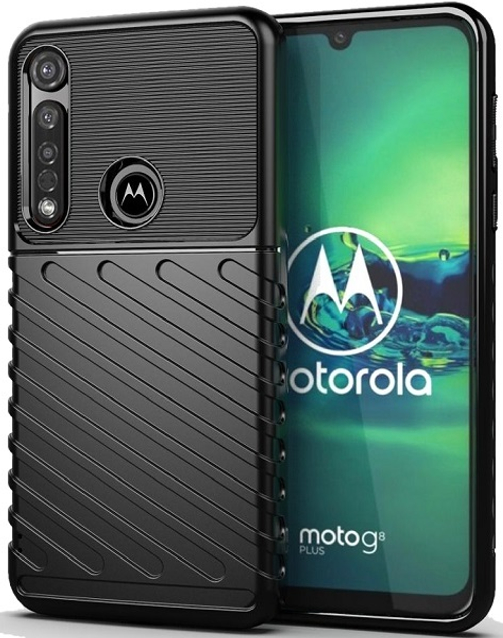 Чехол для Motorola Moto G8 plus цвет Black (черный), серия Onyx от Caseport