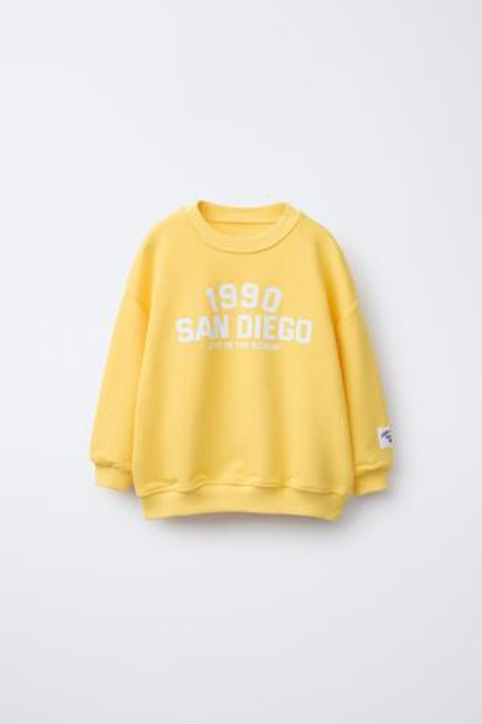 ZARA ТОЛСТОВКА С НАДПИСЬЮ, ЖЕЛТЫЙ