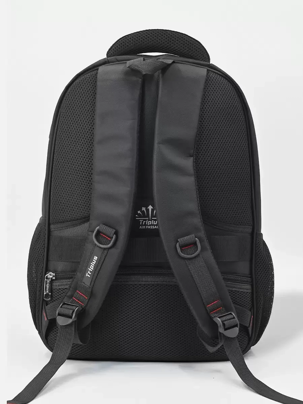 Рюкзак Triplus CX012, мужской, застежка на молнии, полиэстер, чёрный 47х34х15 см