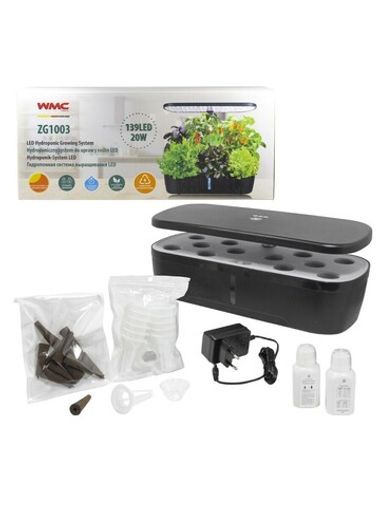 Гидропонная система выращивания с фитолампой(139LED,20W,12ячеек,система циркуляции и инд.-р уровня воды,3режима освещ.,регулир. высоты лампы-max 30см) WMC TOOLS ZG1003