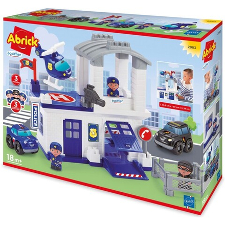 Ecoiffier Abrick — Большой полицейский участок + 3 фигурки + 2 автомобиля 2983 / артикул   2983  / GTIN 3280250029830