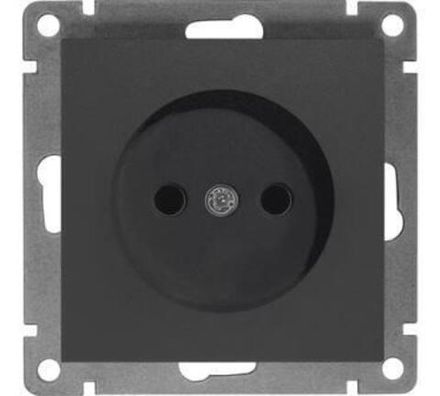 Розетка одноместная "UNIVersal" серия "Афина" б/з, с/у, 16А, 220В, графит (еврослот) (HU2330)