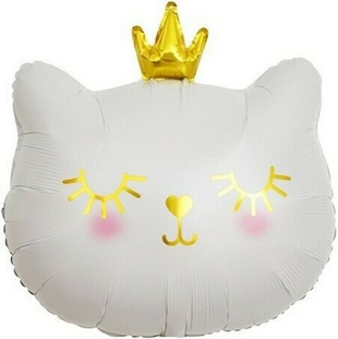Фигура котенок корона белый 22" Fl