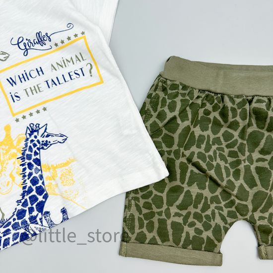 Комплект хлопковый "Жирафы" белый/хаки