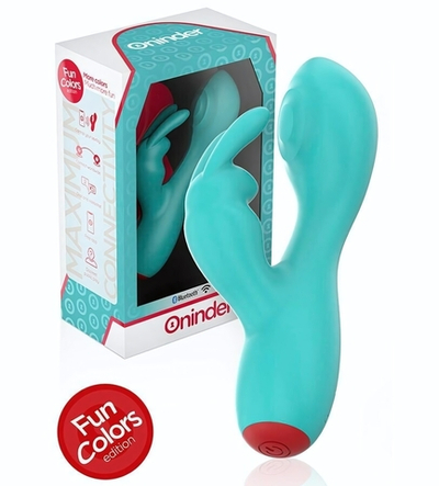 Аквамариновый мини-вибратор типа ’’кролик’’ с режимом постукивания - 12,5 см. (Цвет: аквамариновый)