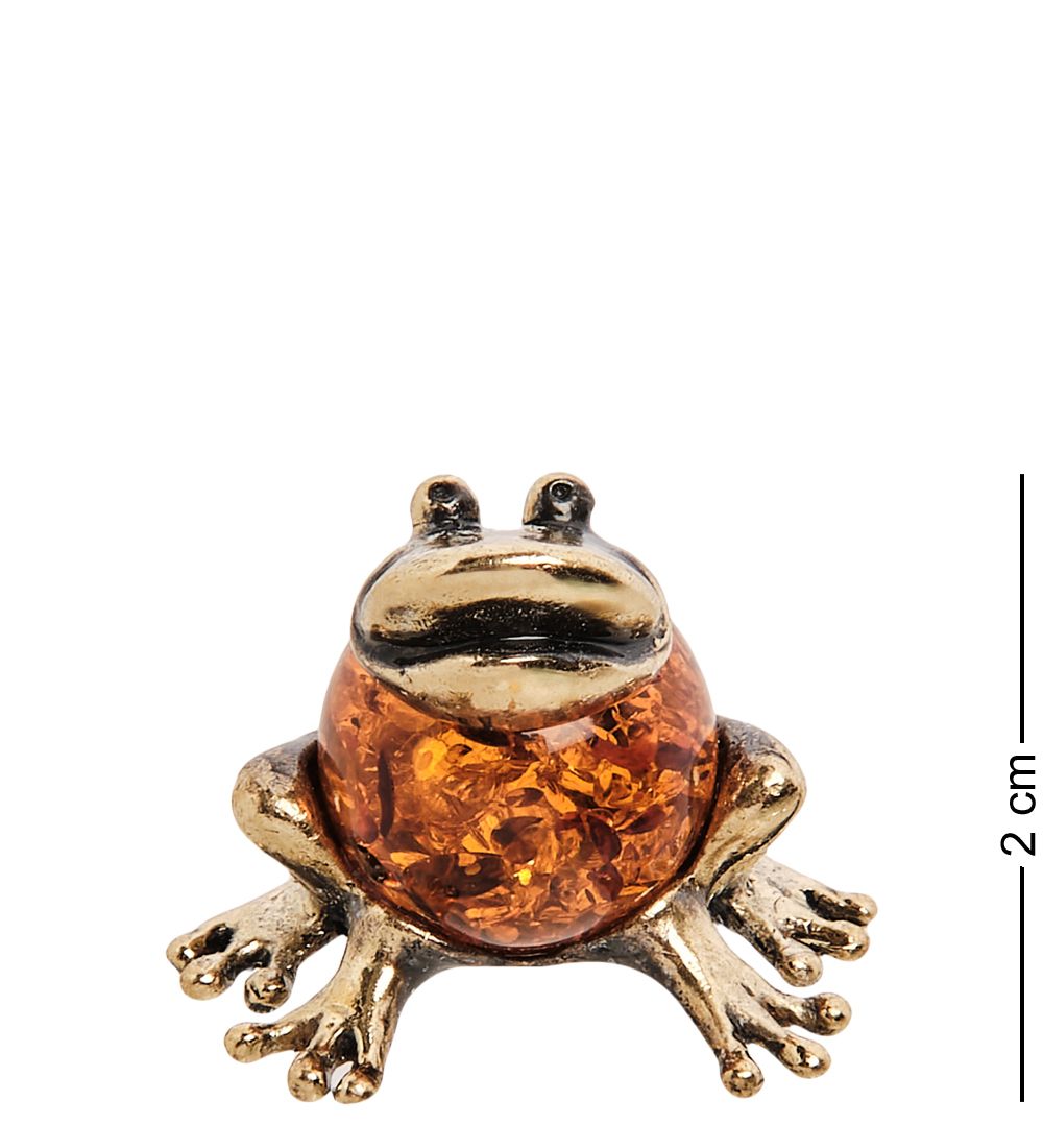 AM- 291 Фигурка «Жаба-шарик» (латунь, янтарь)