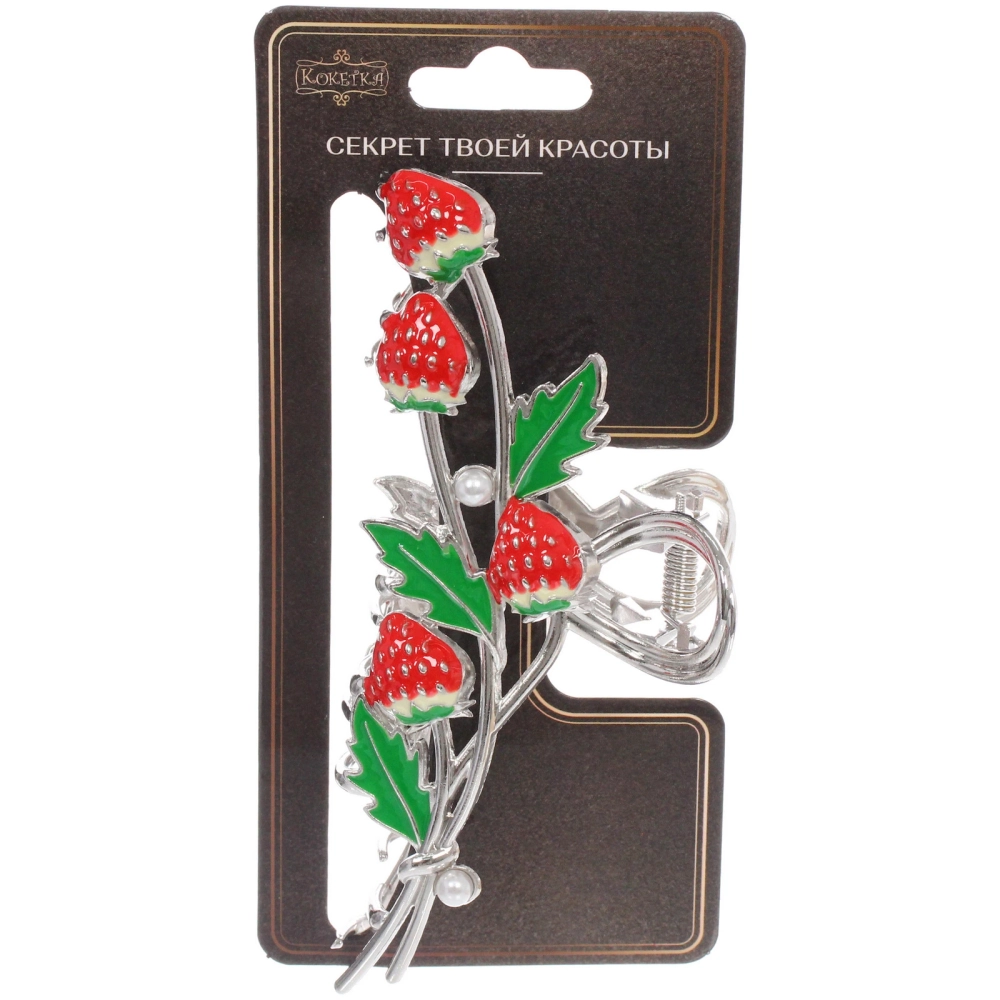 Заколка-краб для волос «PORTOFINO», клубнички, цвет золото и хром, 11,5*5см