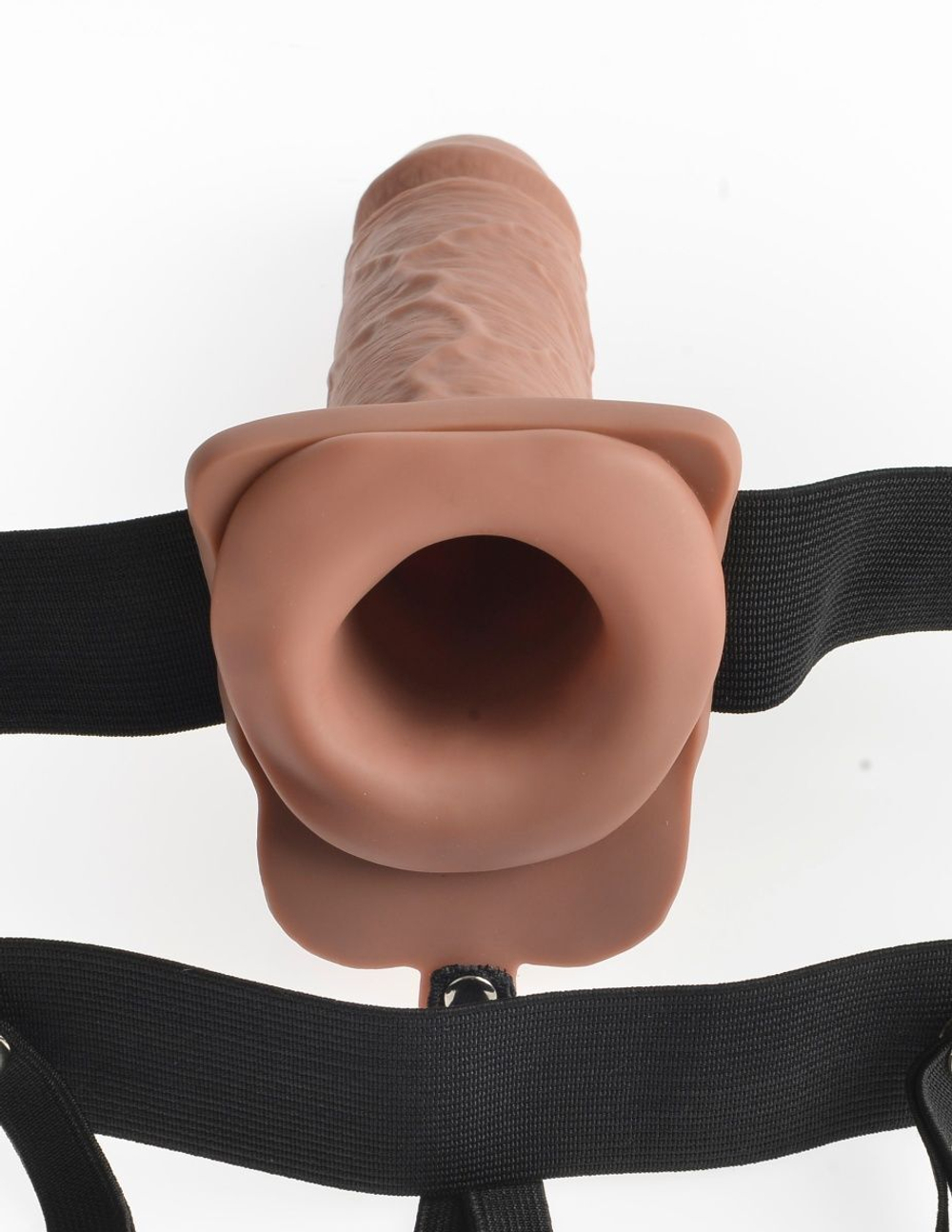 Кофейный перезаряжаемый вибрострапон 7 Hollow Rechargeable Strap-on with Balls - 20,3 см. (Цвет: кофейный)