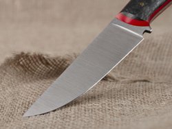 Нож для бушкрафта "Куница", сталь VG-10/Elmax, рукоять карбон (красный спейсер)