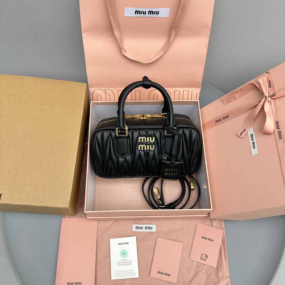 Miu Miu Matelasse Nappa Leather Top Handle Bag 24 cm