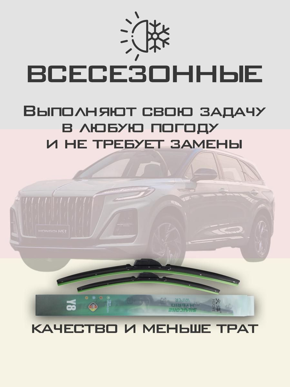 Щетки стеклоочистителя HUOYE Y8 650/400 мм на Hongqi HS3 | Push button