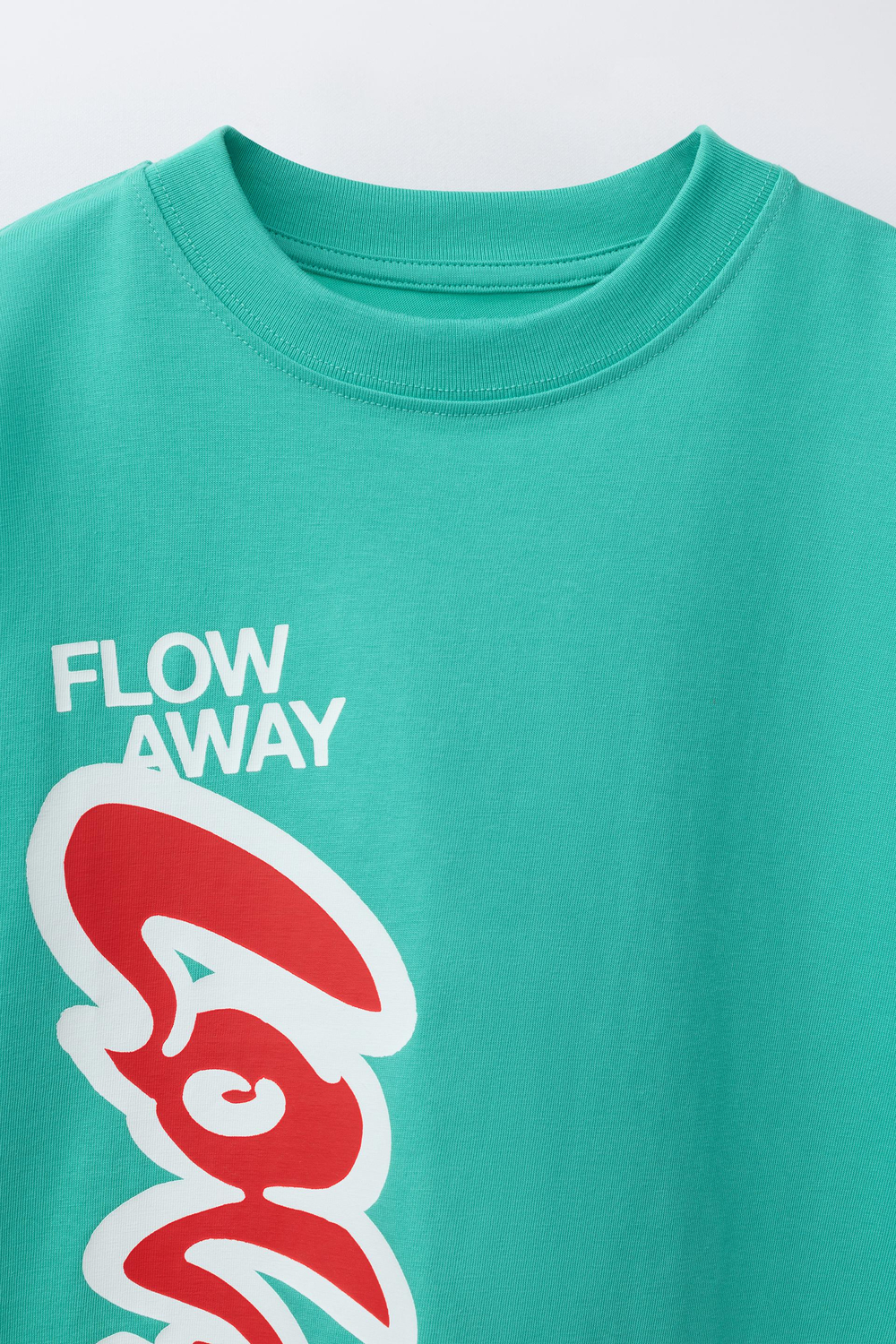 ZARА ФУТБОЛКА С ПРИНТОМ ГРАФФИТИ, ЦВЕТ МОРСКОЙ ВОЛНЫ