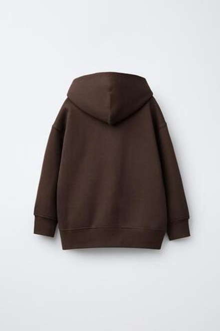 ZARA БАЗОВОЕ ХУДИ С КАПЮШОНОМ, ШОКОЛАДНЫЙ