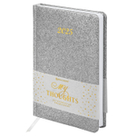 Ежедневник датированный 2025 А5 138x213 мм BRAUBERG "Sparkle" под кожу блестки серебристый (2 штуки в упаковке)