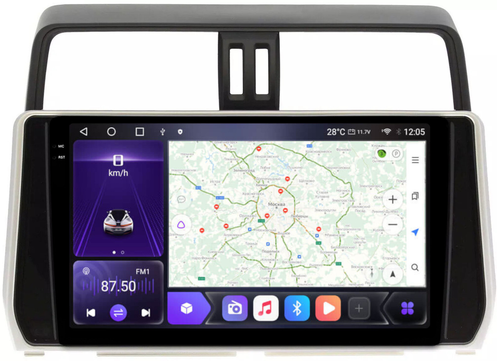 Магнитола Toyota Land Cruiser Prado 150 2017-2023 - Carmedia OL-1680 QLed+2K, Android 12, TS10, CarPlay, 4G SIM-слот