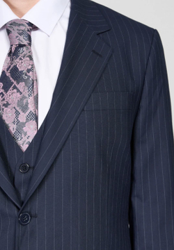 Мужской костюм тройка в полоску (синий) В81