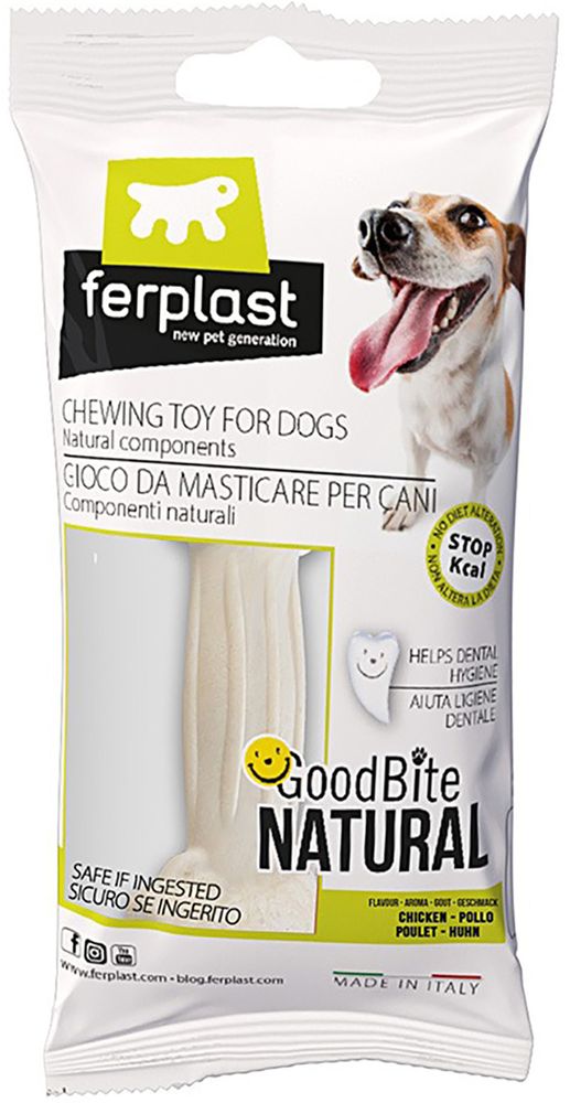 Ferplast Игрушка-кость GoodBite S Bag для собак, пластик, со вкусом курицы, 40 г
