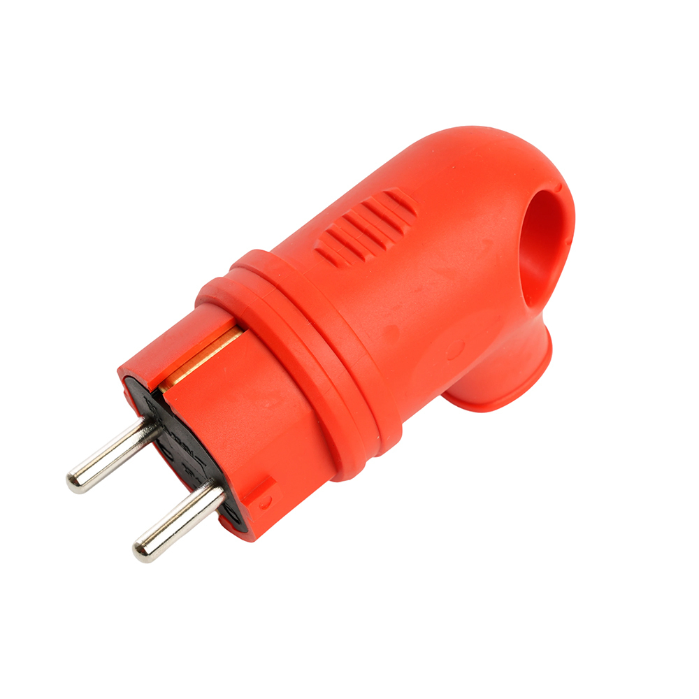 Вилка угловая с/з STEKKER, RPG16-21-442 , каучук, 250В, 16A, IP44, красный 39253