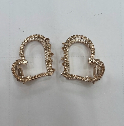 Заколка-краб для волос 2шт «AKS - DesignPRO», сердечки, цвет золото и хром, 2,8*2,5см