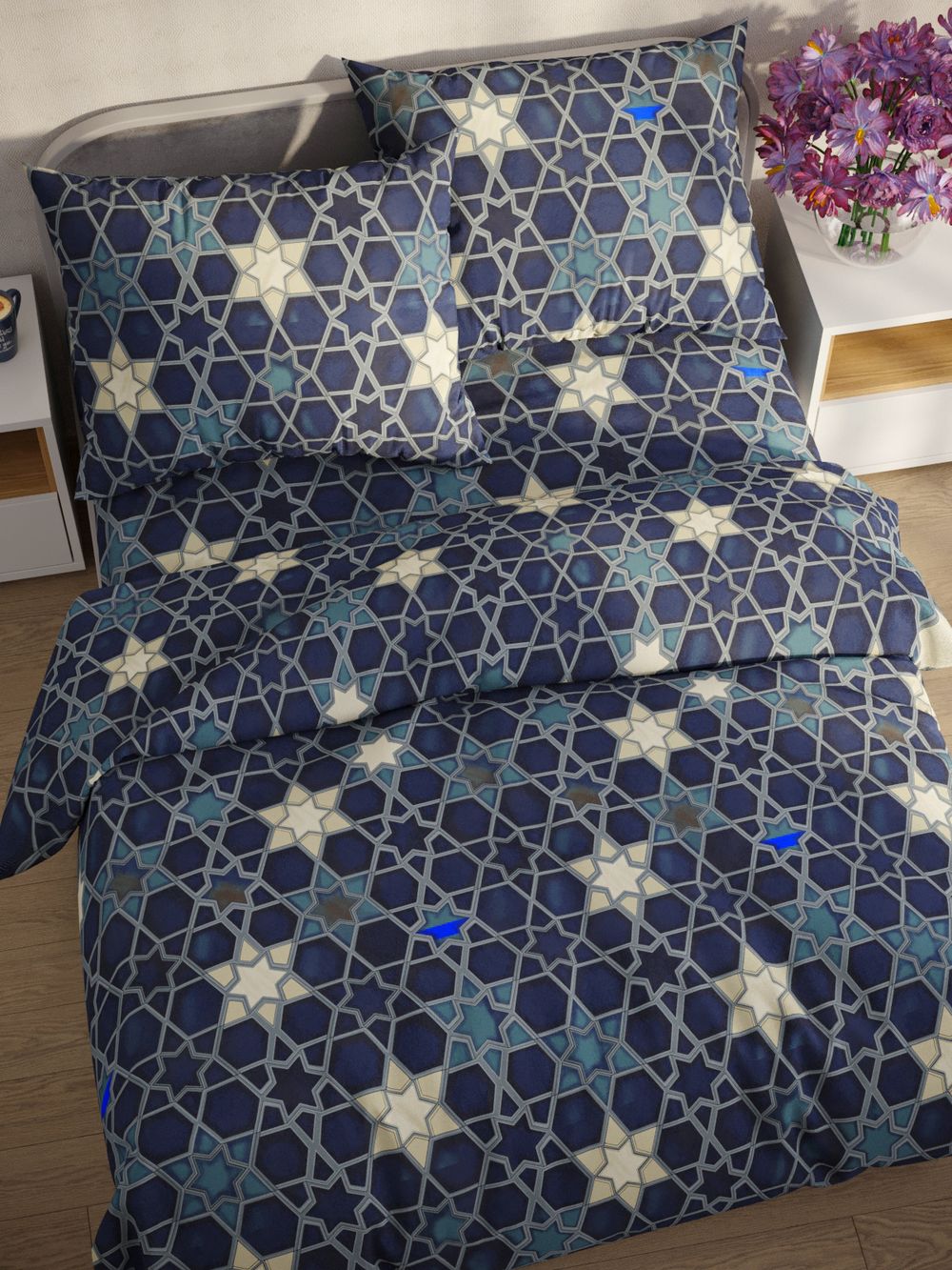 Простынь на резинке перкаль Сказка "Мозаика" 140x200 см