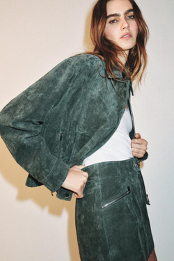 ZARA КУРТКА ИЗ 100% ЗАМШИ, ХАКИ