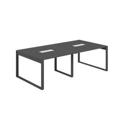AG.2412.AN.72.AN / Стол для переговоров 2400х1238х750 / профиль О-образный: 70х20 антрацит; лючок: серебро; столешница: антрацит