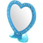 Зеркало настольное в пластиковой оправе «Белые выемки» сердце, подвесное 15*14,5см (Стикер на минивложение 20шт)