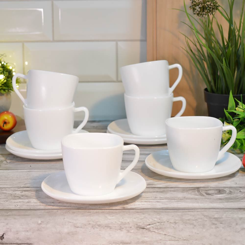 Чайный набор 12 предметов 250мл Без деколи, квадратная форма, GRAY-FXB220-12 (WHITE)