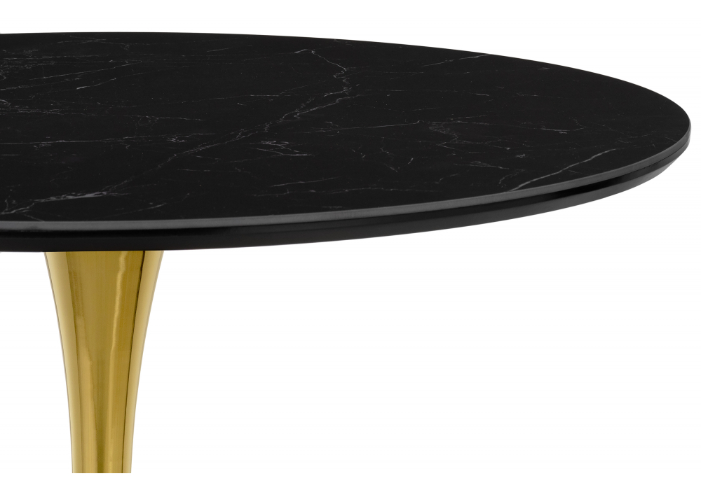 Керамический стол Woodville Тулип 90х73 черный мрамор, золото