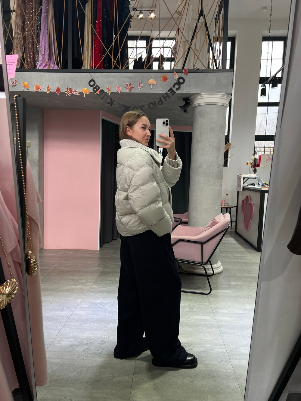 Пуховик Knitty светло-серый