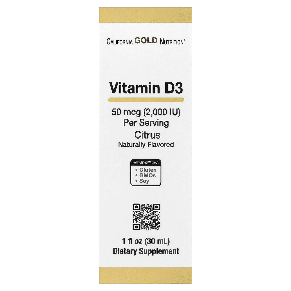 California Gold Nutrition, витамин D3 (цитрус), 30 мл (1 жидк. унция)