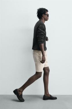 ZARA ДЖИНСОВЫЕ ШОРТЫ REGULAR FIT, ЭКРЮ