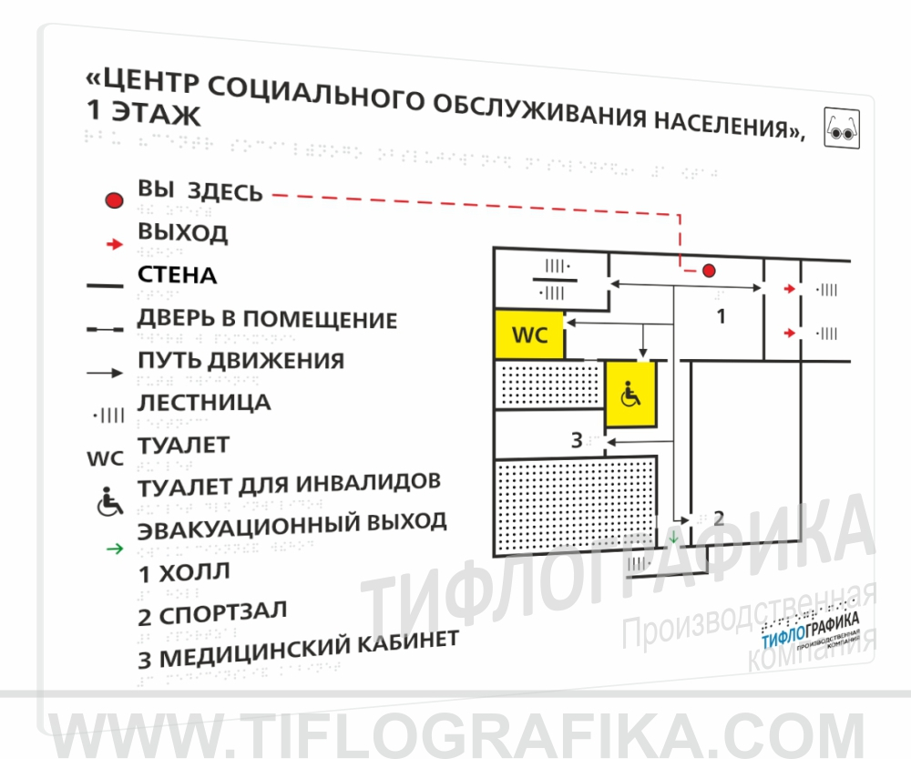 470х610 мм (Полистирол 3 мм) Тактильная мнемосхема ГОСТ, полноцветная