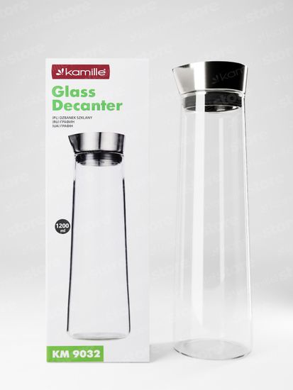 Графин стеклянный 1200 мл. Kamille KM 9032 с крышкой из нержавеющей стали