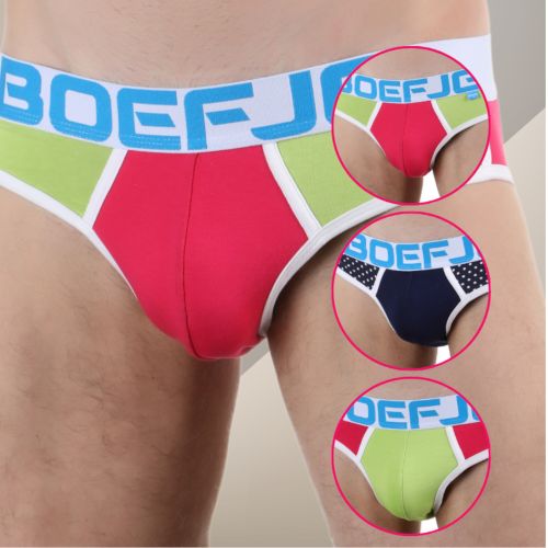 Мужские трусы слипы (салатовые, темно-синие ,розовые) набор 3 в1 Boefje BF52177