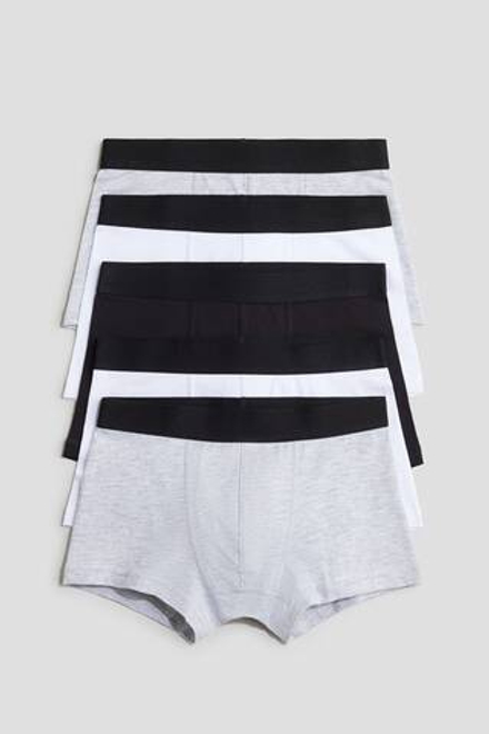 H&M Набор из пяти коротких трусов-боксеров, белый/серый