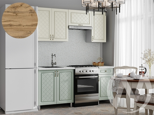 Кухня Вильма 1.8м с окапом (корпус белый/айвори; васаби)