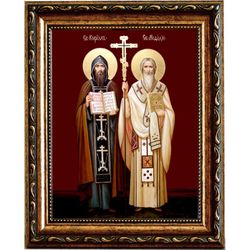 Кирилл и Мефодий Святые равноапостольные учители Словенские. Икона на холсте