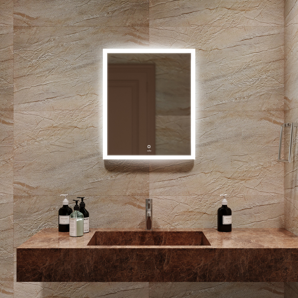 Зеркало MIXLINE "Норма" ЭКОНОМ 500*600 (ШВ) сенсорный выкл, светодиодная подсветка, универс.крепеж