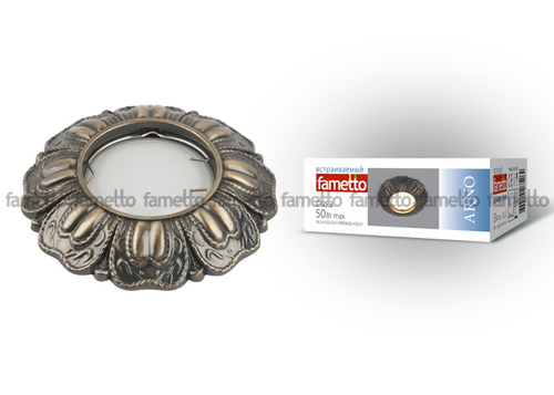 DLS-A102 GU5.3 BRONZE+GOLD Светильник декоративный встраиваемый ТМ Fametto, серия Arno. Без лампы, цоколь GU5.3. Цинковый сплав, цвет бронза. Отде