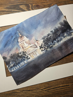 Картина авторская акварельная в паспарту 30х40 см на стену для интерьера "Осенняя ночь в Питере"