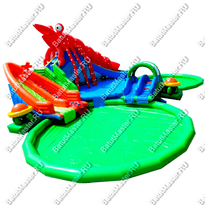 Наземный надувной аквапарк «Аквасфера-2», бассейн с круглым бортом и горкой 27*20*8 м