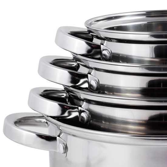 Набор посуды 8 предметов из нержавеющей стали Kamille КМ-5632S (ковш 1,8 л; кастрюли 2,5 л; 3,8 л; 5,8 л)