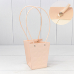 Пакет подарочный 15.5х13х9.5см Ваза для цветов "Квадраты" (Персиковый)