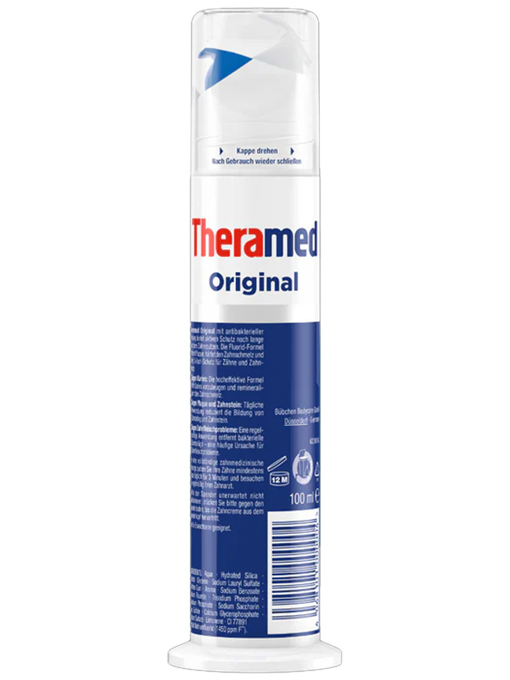 Зубная паста Theramed Original, dсесторонняя защита с антибактериальным эффектом, с дозатором, 100 мл