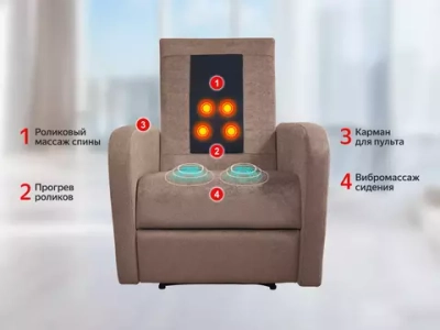 Массажное кресло реклайнер с механическим приводом FUJIMO COMFORT CHAIR F3005 FMF Грейси, Терра, Ваниль