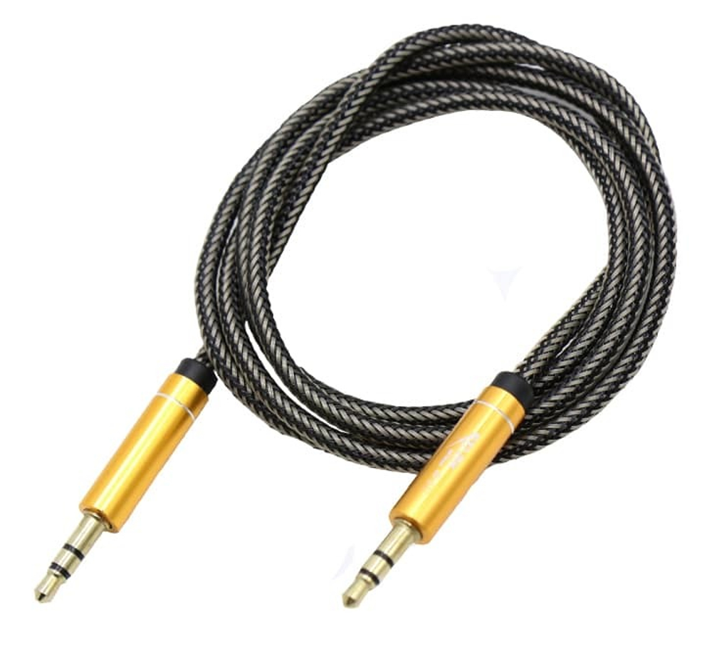 Кабель AUX JD-527 матерчатый металл (серый) 1м